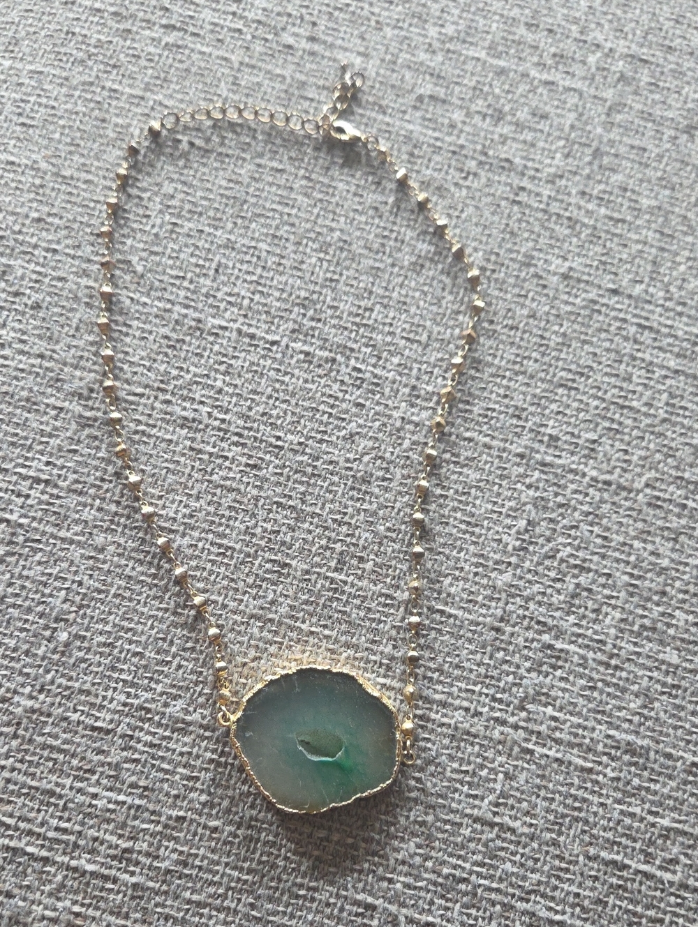 Nordstrom Gold-Tone Chain with Green Agate Slice Pendant